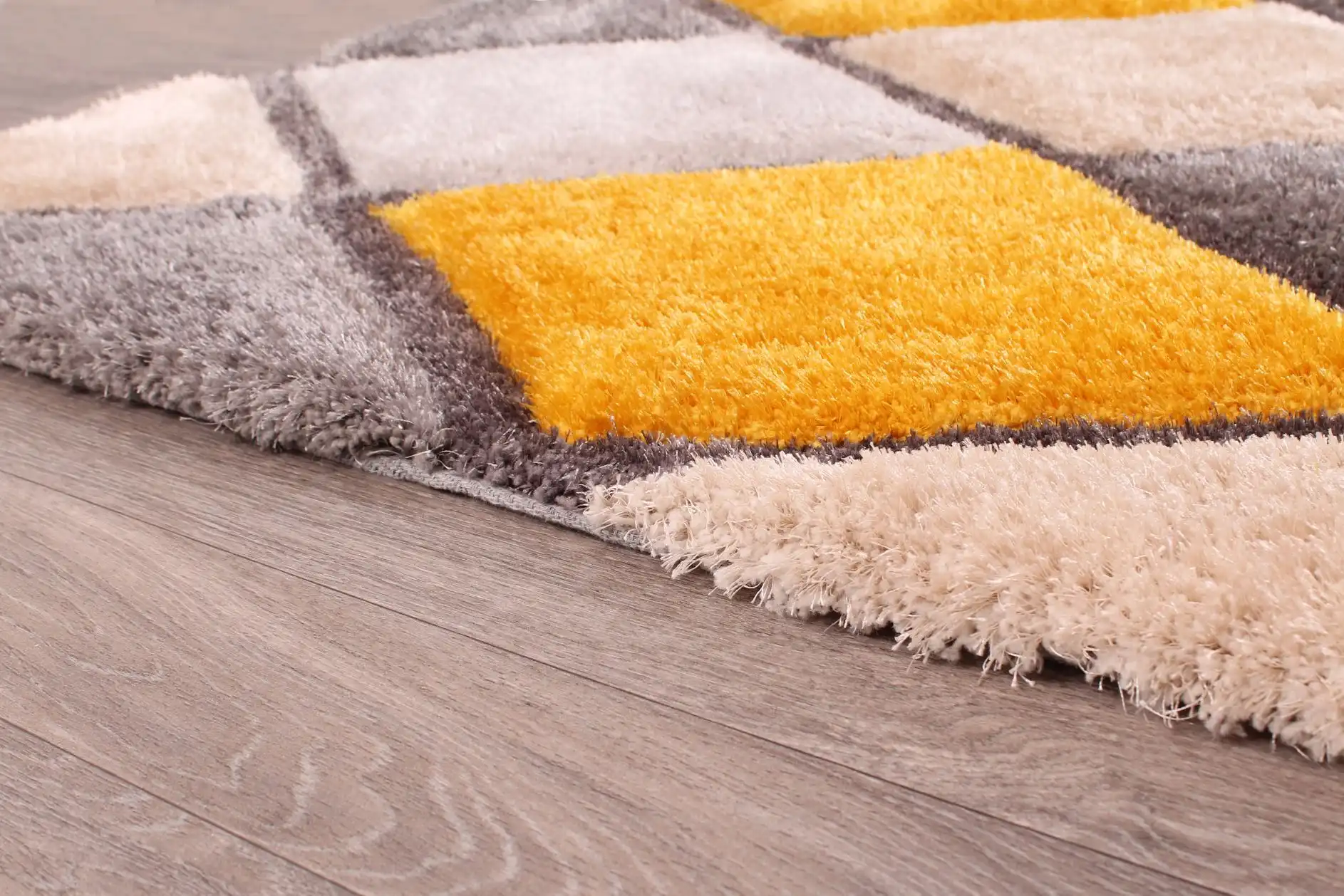 3D Carved Diamond Ochre Rug - Image 4