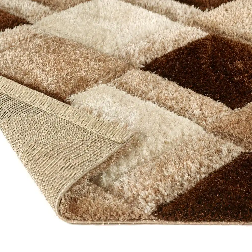 3D Geo Shaggy Beige Rug - Image 3