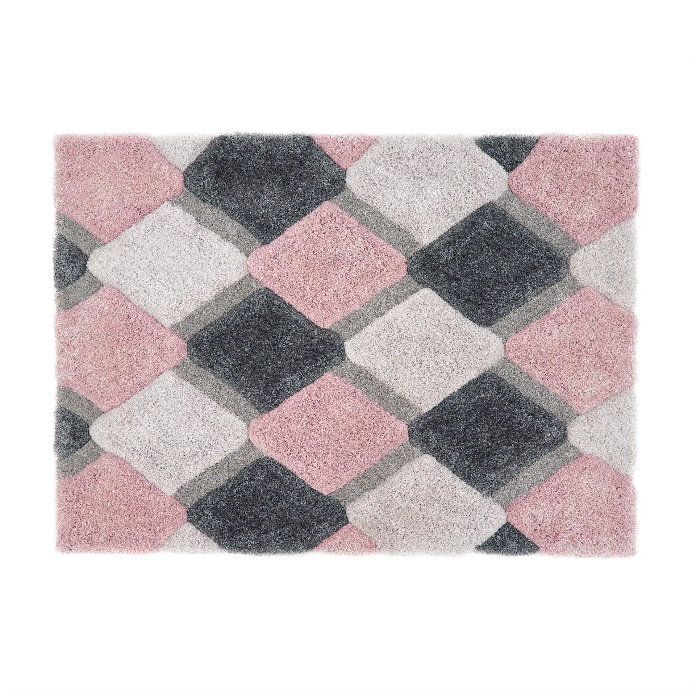 3D Geo Shaggy Blush Rug - Image 4