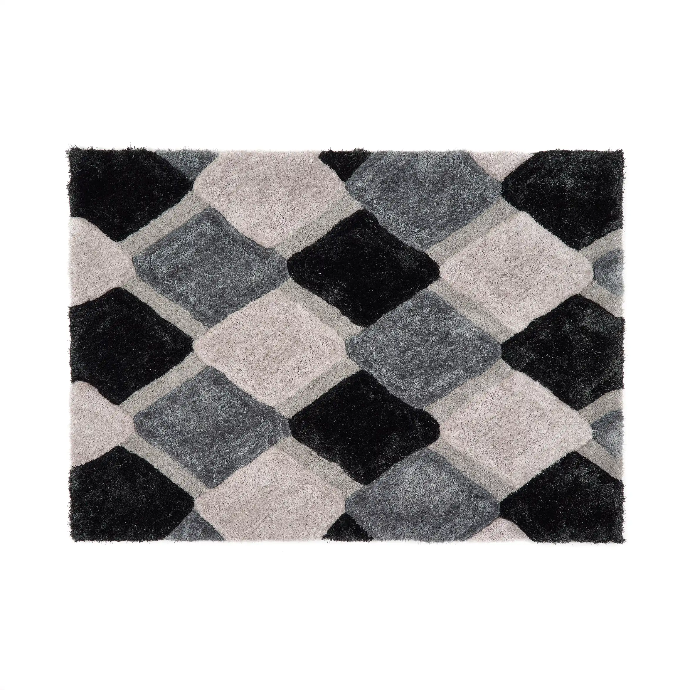 3D Geo Shaggy Grey Rug - Image 4