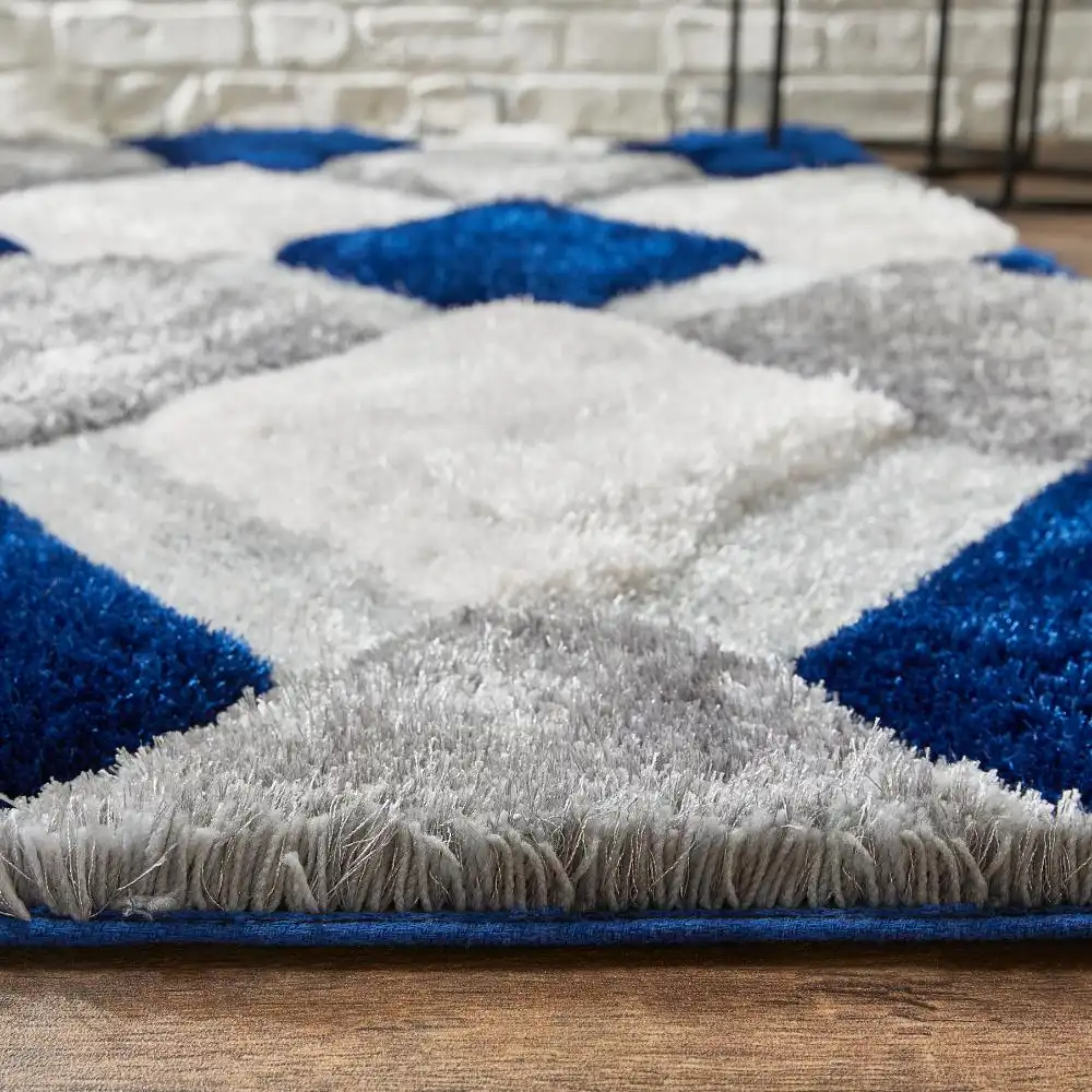 3D Geo Shaggy Navy Rug - Image 3