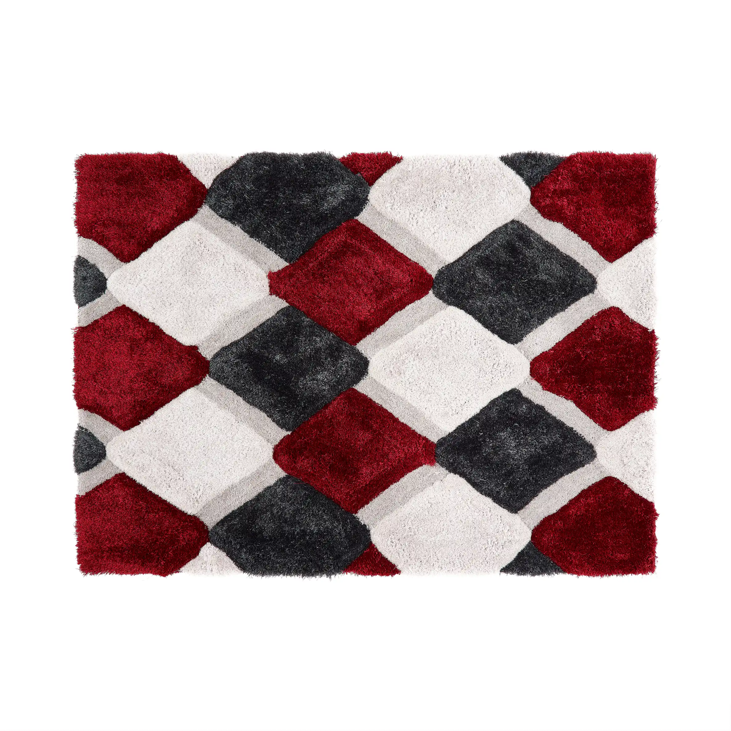 3D Geo Shaggy Red Rug - Image 4