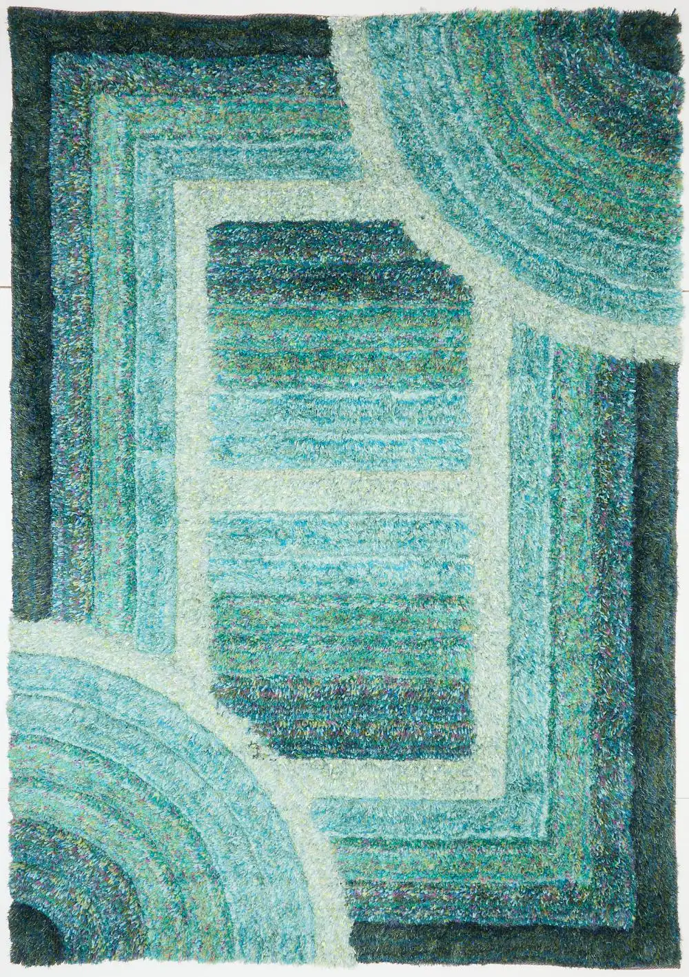 3D Ultimate Shaggy TRELLIS BLUE Rug - Image 3