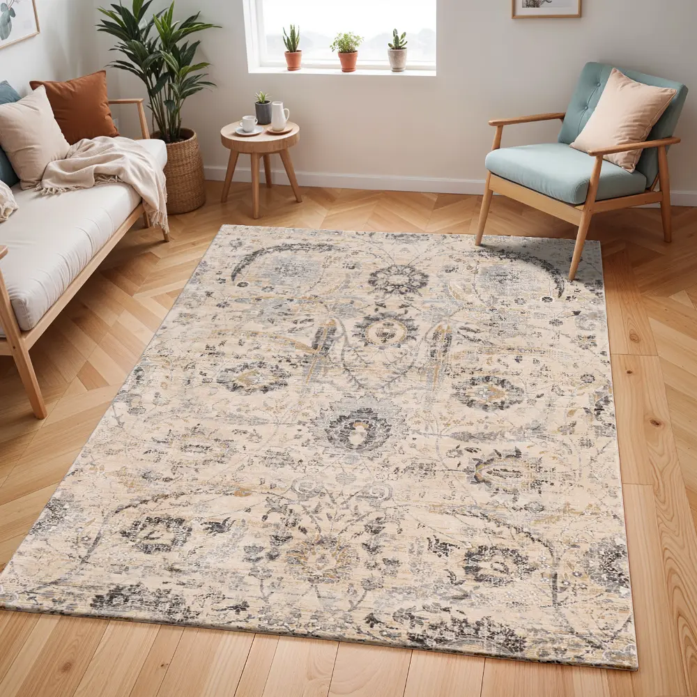 Aarya Vintage Oriental Boho Beige Rug - Image 5