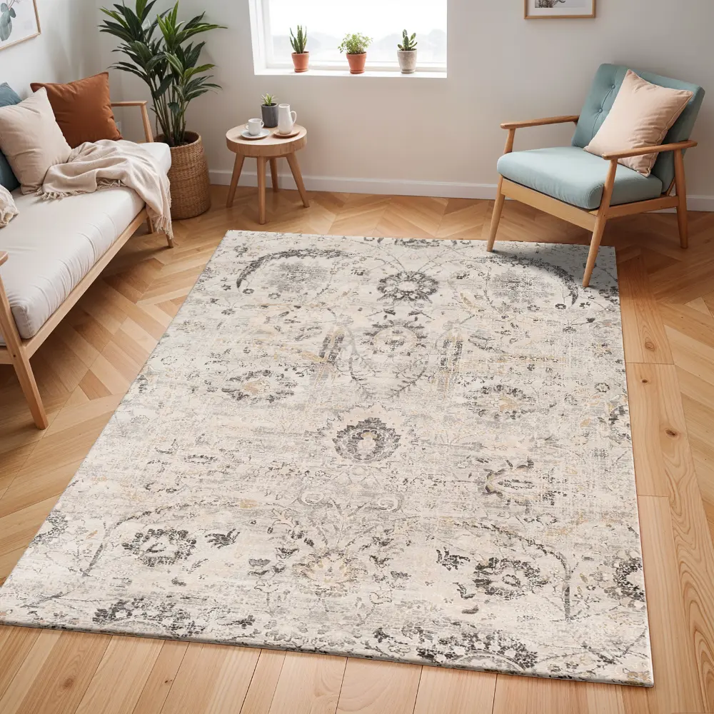 Aarya Vintage Oriental Boho Charcoal Rug - Image 5