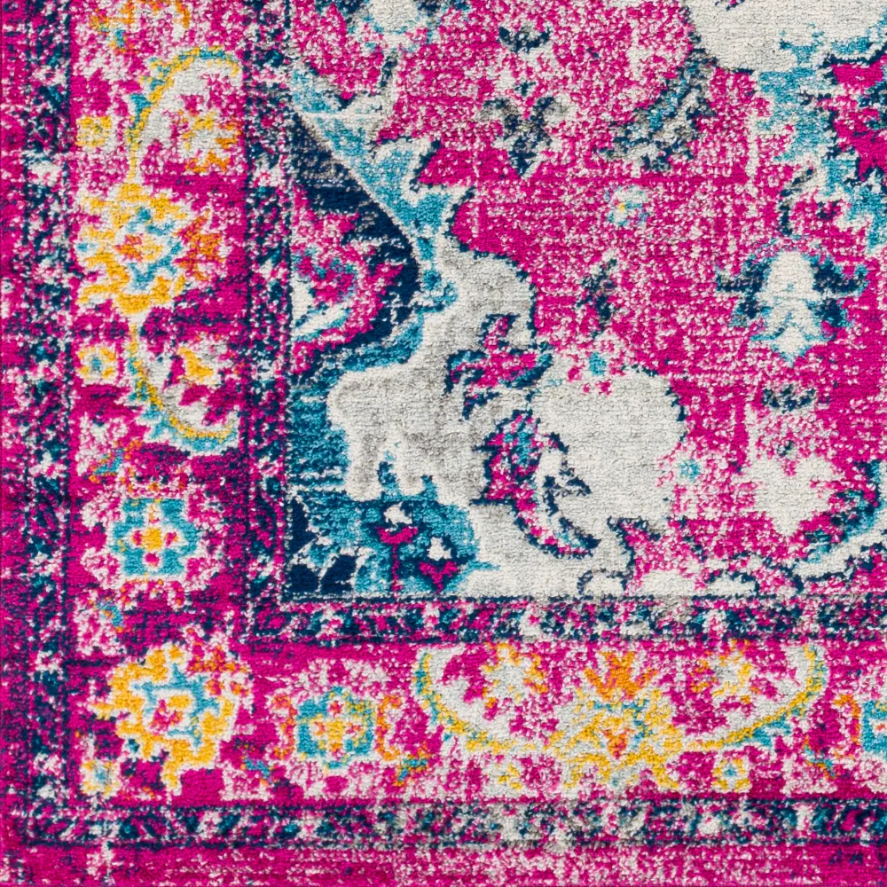 Adity Vintage Oriental Boho Bright Pink Rug - Image 2
