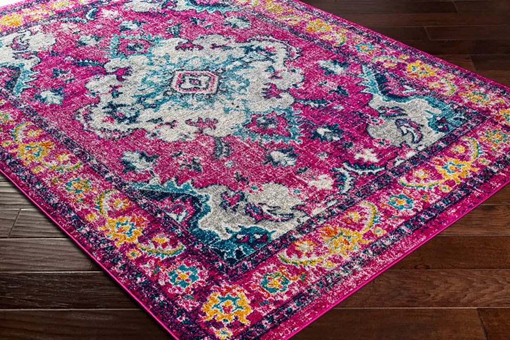 Adity Vintage Oriental Boho Bright Pink Rug - Image 5
