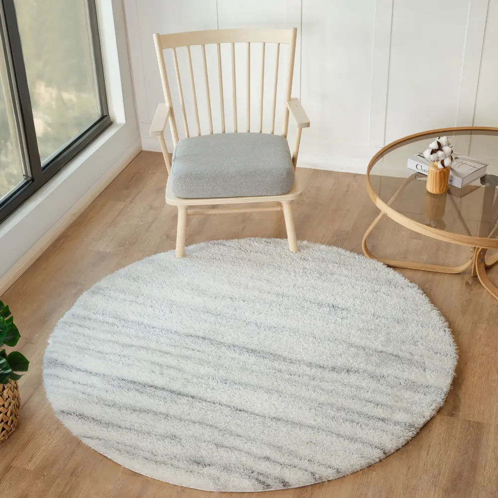 Adley Shaggy Modern Plush Pile Light Grey Rug - Image 7