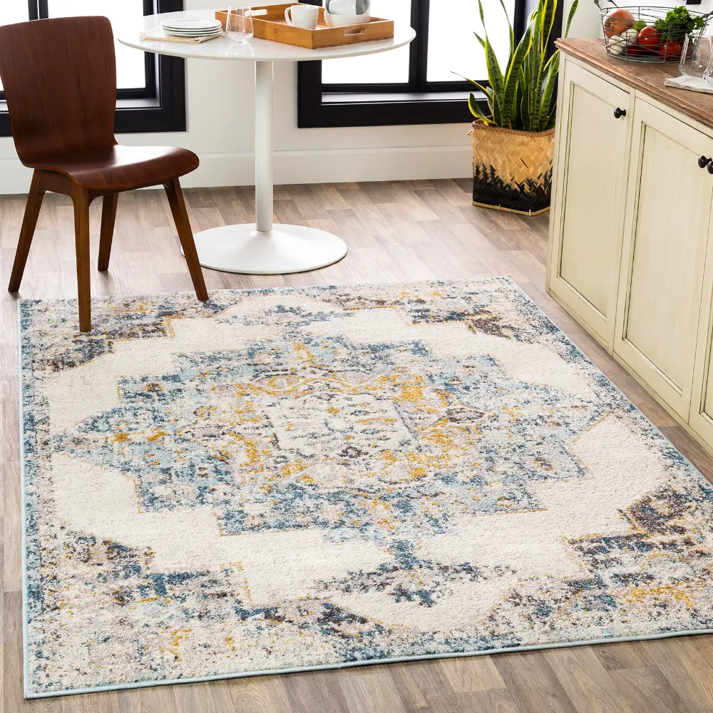 Agra Vintage Oriental Boho Sky Blue Rug - Image 5