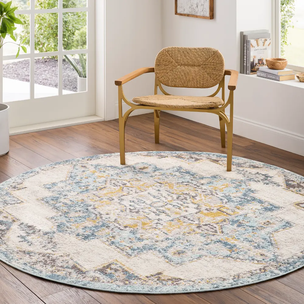 Agra Vintage Oriental Boho Sky Blue Rug - Image 8