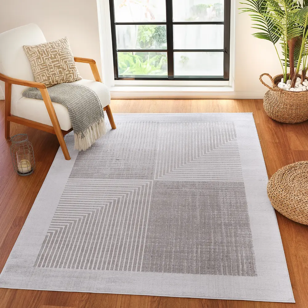 Aitana Scandi Modern Beige/White Rug - Image 4