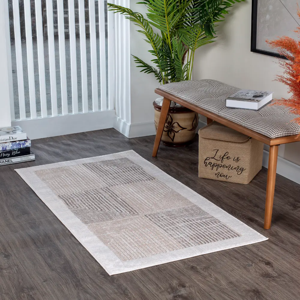 Aitana Scandi Modern Beige/White Rug - Image 6