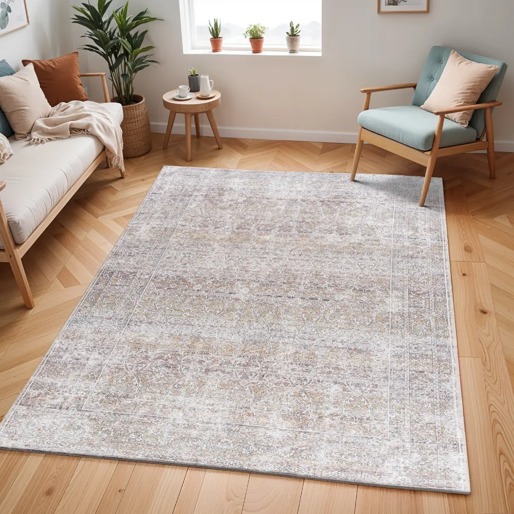 Rainier Our Pnw Home X Livabliss Machine Washable Oriental Boho Dark Brown/Cream Rug - Image 2