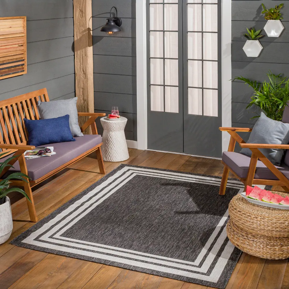 Akriti In- & Outdoor Traditionnal Boho Dark Grey Rug - Image 10
