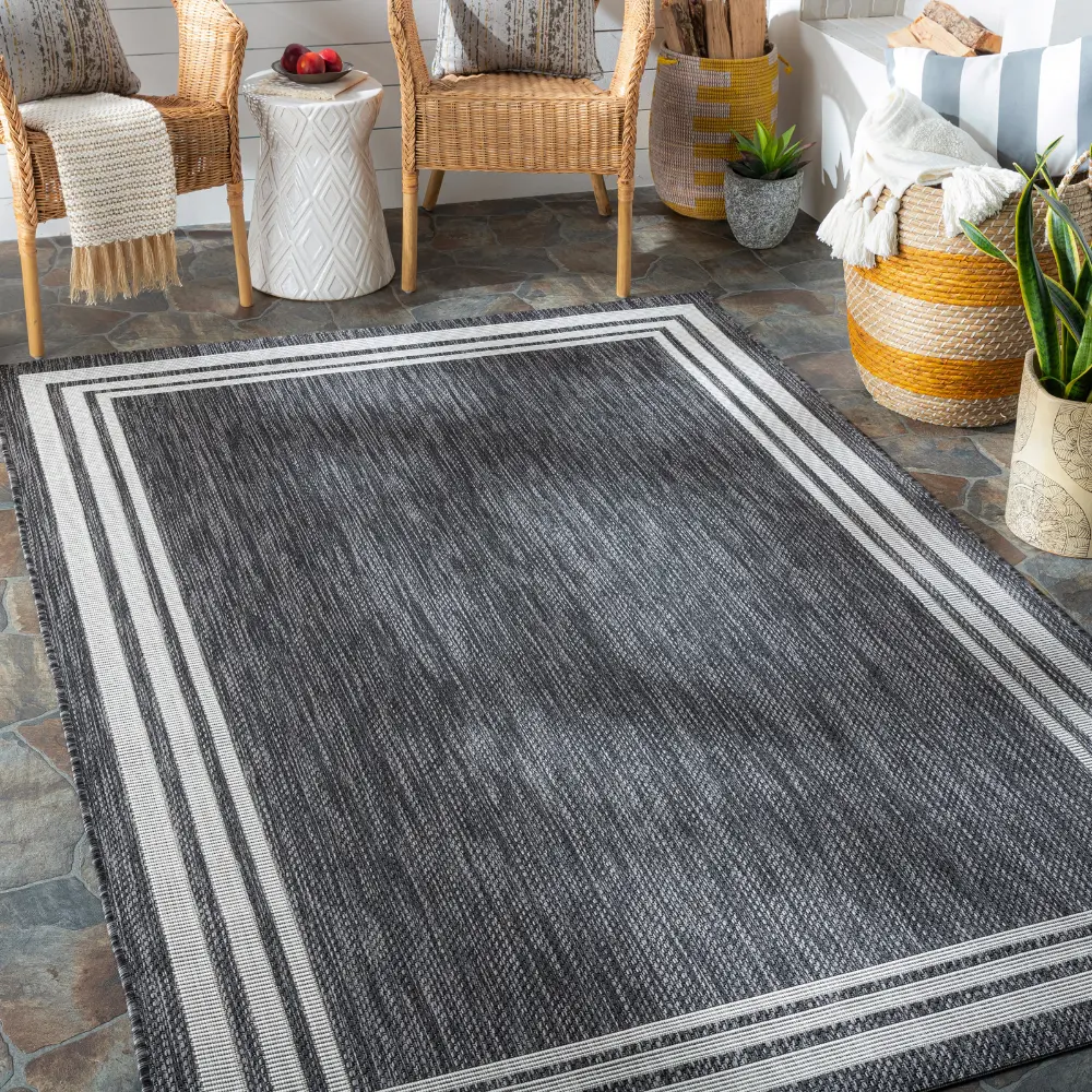 Akriti In- & Outdoor Traditionnal Boho Dark Grey Rug - Image 11