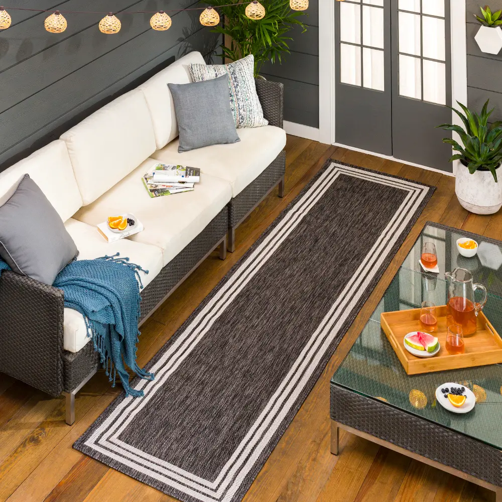 Akriti In- & Outdoor Traditionnal Boho Dark Grey Rug - Image 2