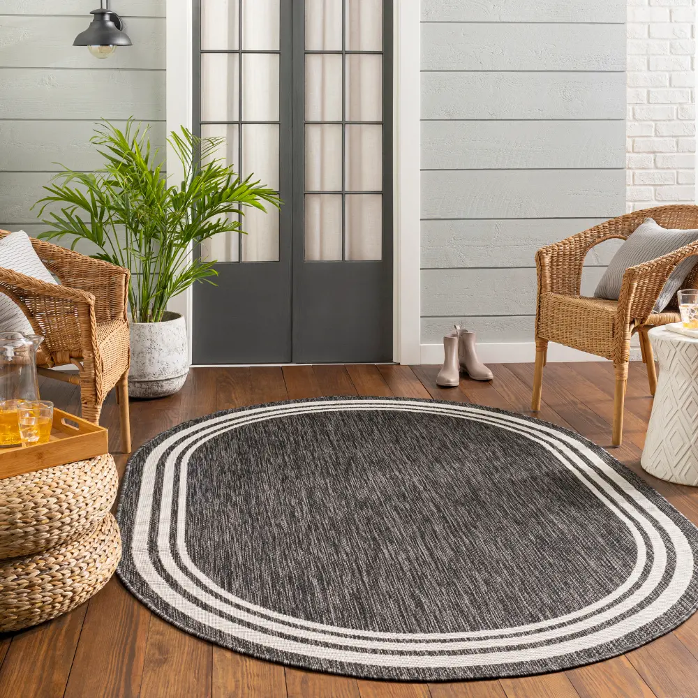 Akriti In- & Outdoor Traditionnal Boho Dark Grey Rug - Image 3