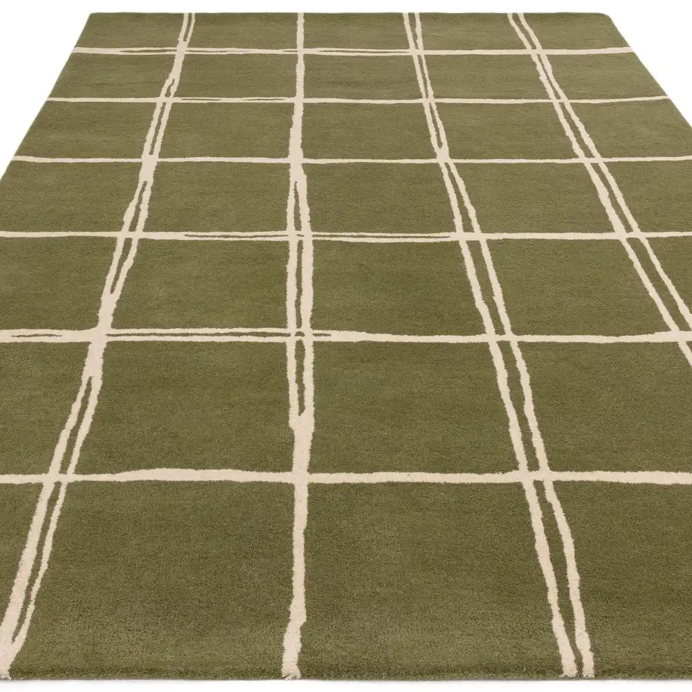 Albany Asiatic Grid Olive Rug - Image 5