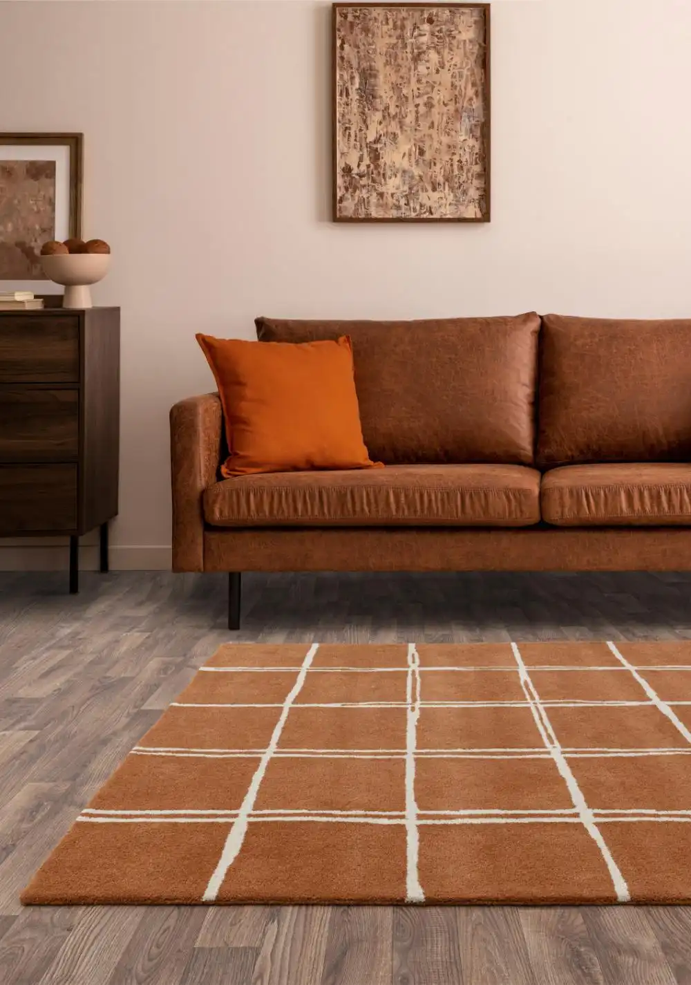 Albany Asiatic Grid Rust Rug