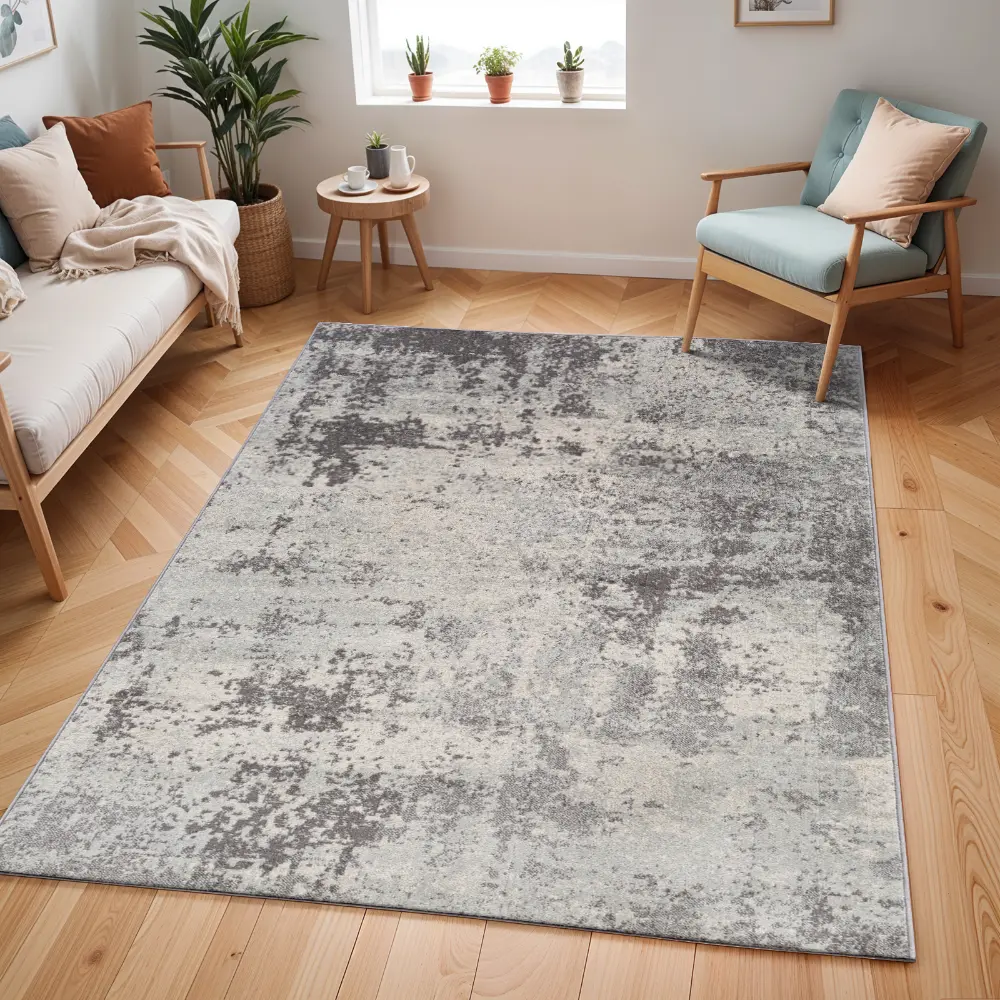 Alex Abstract Modern Marble Medium Grey Rug