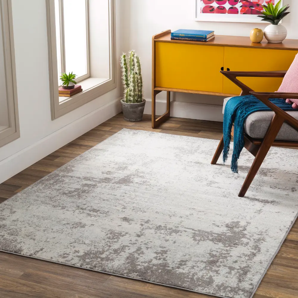 Alex Abstract Modern Marble Medium Grey Rug - Image 2