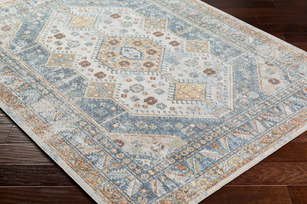 Alka Machine Washable Oriental Boho Denim Rug - Image 2
