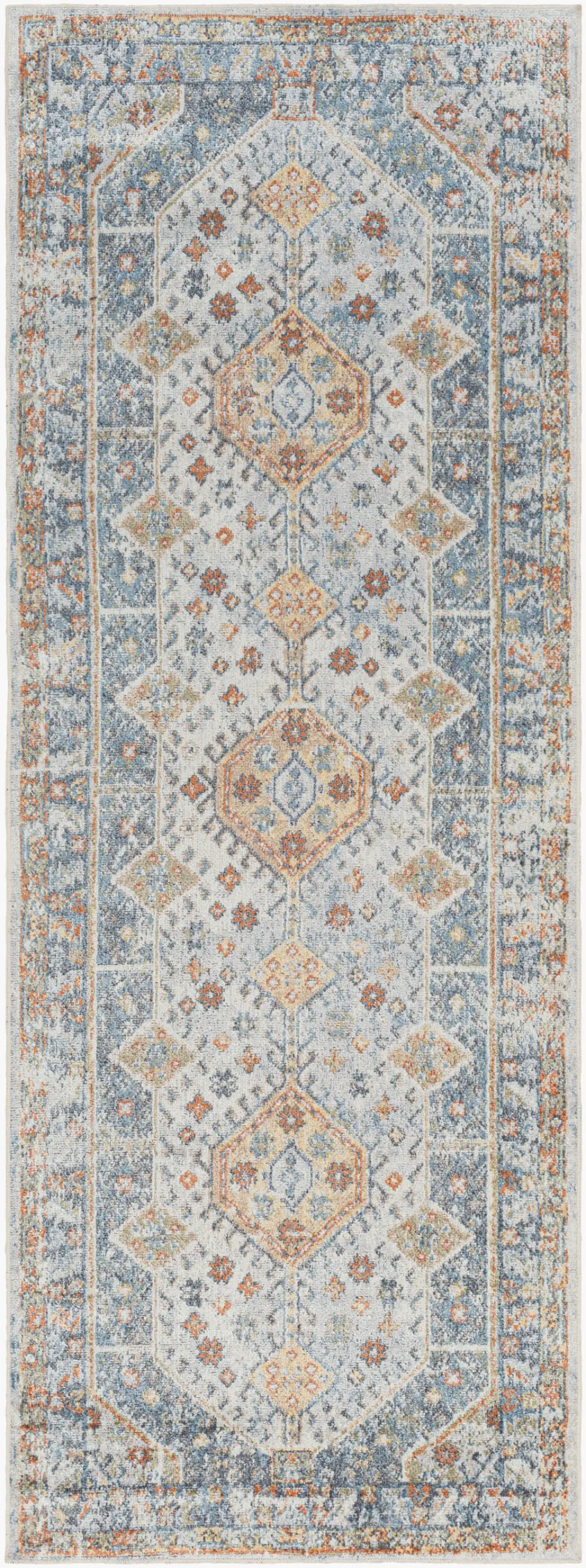 Alka Machine Washable Oriental Boho Denim Rug - Image 3
