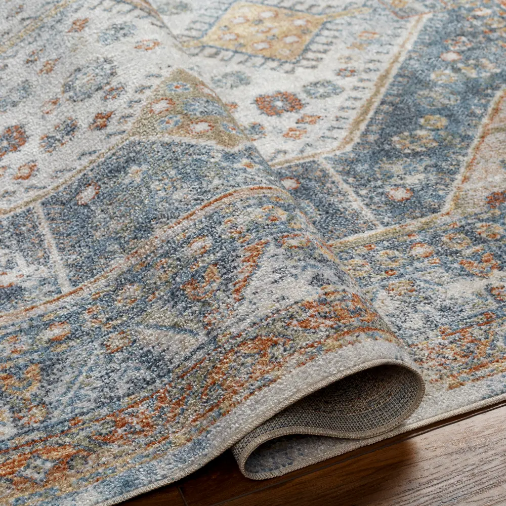 Alka Machine Washable Oriental Boho Denim Rug - Image 7