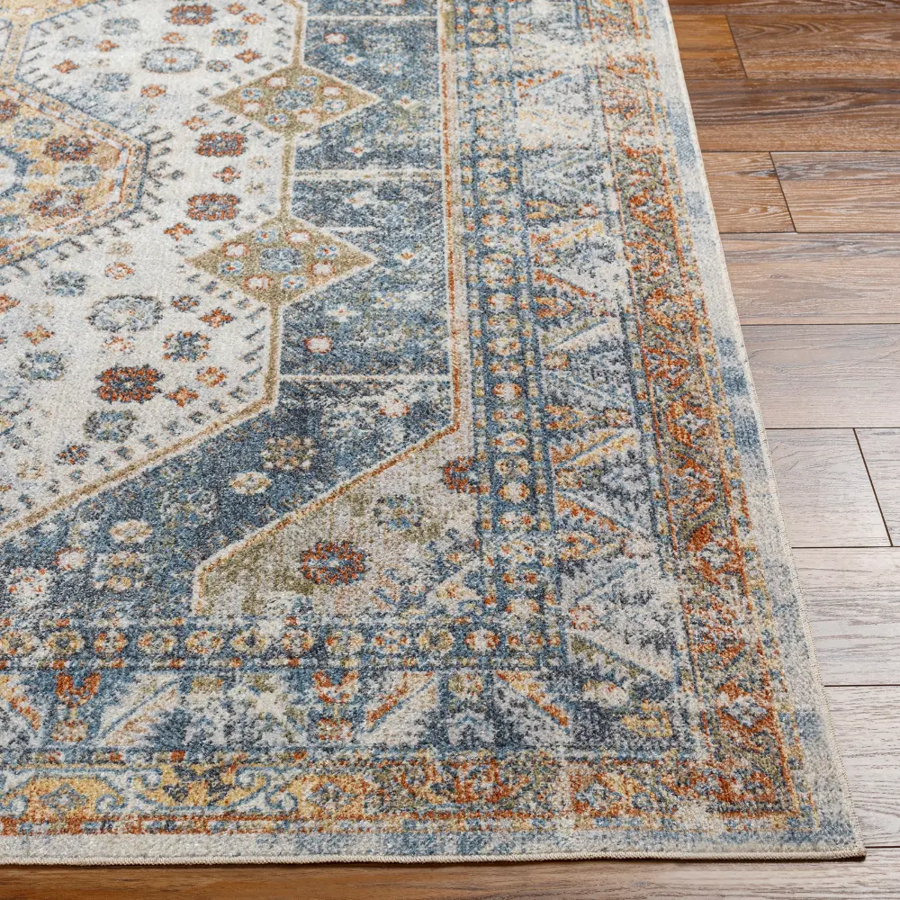 Alka Machine Washable Oriental Boho Denim Rug - Image 8