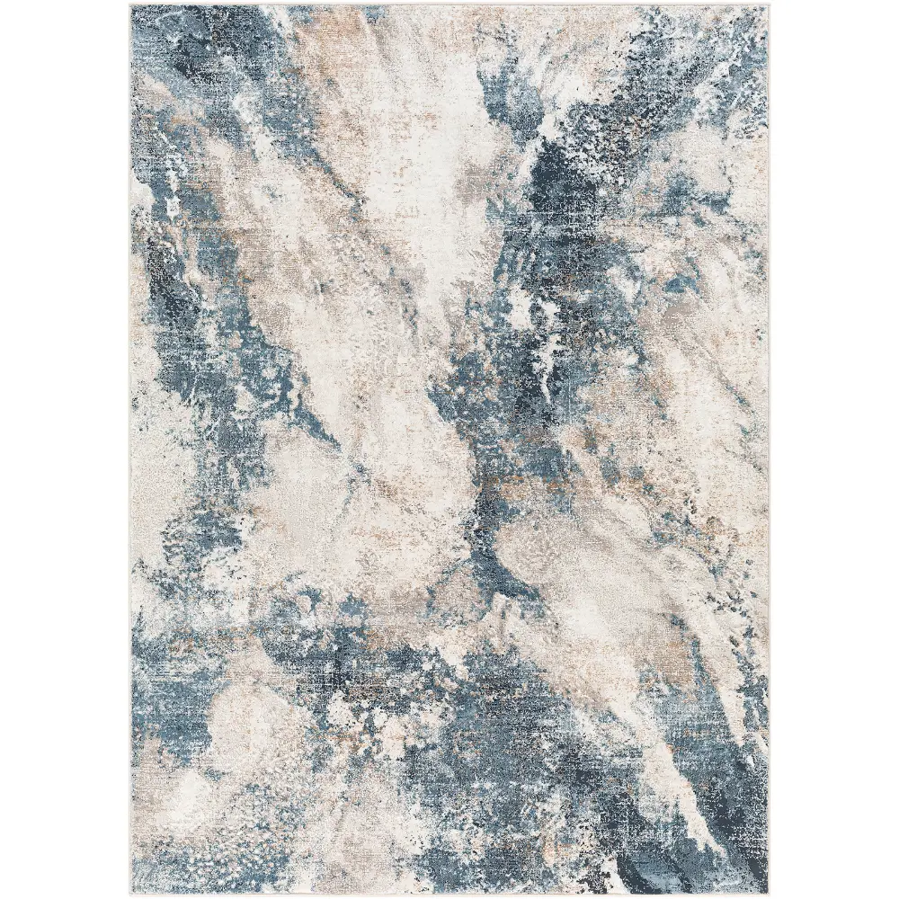 Allegro-Abstract  Blue Grey Brown Modern Marble Living Dining Bedroom Rug ALG2338 - Image 3