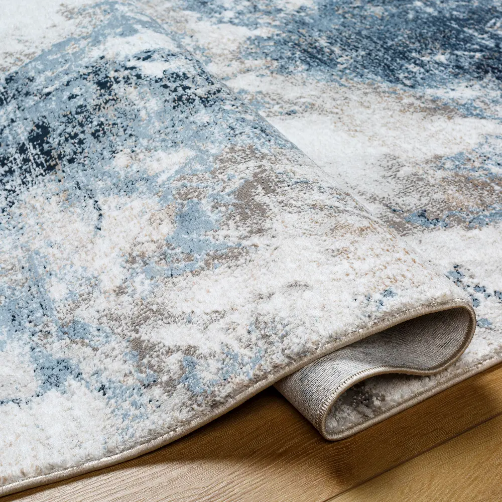 Allegro-Abstract  Blue Grey Brown Modern Marble Living Dining Bedroom Rug ALG2338 - Image 5
