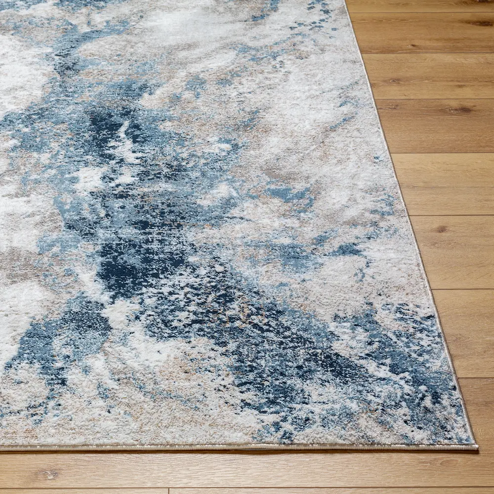 Allegro-Abstract  Blue Grey Brown Modern Marble Living Dining Bedroom Rug ALG2338 - Image 6