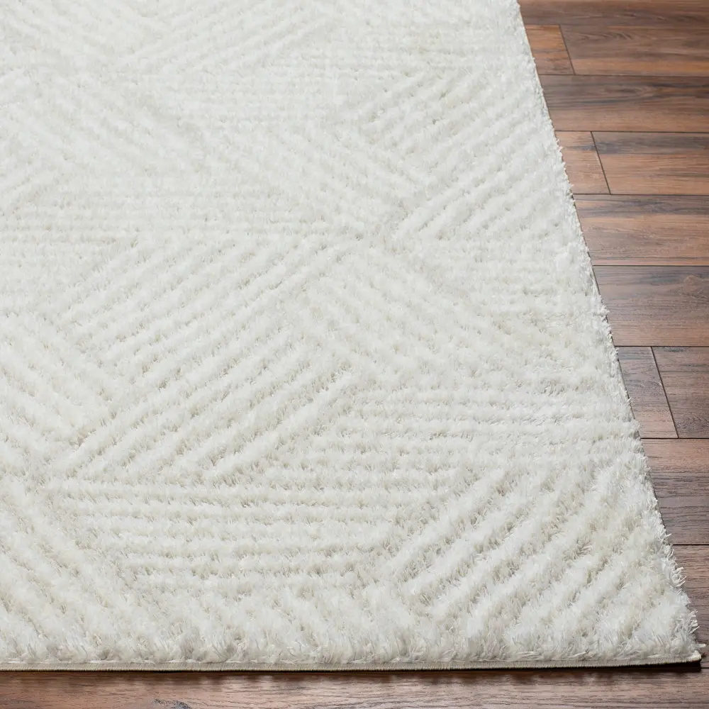 Allie Shaggy Geometric Plush Pile Beige Rug - Image 3
