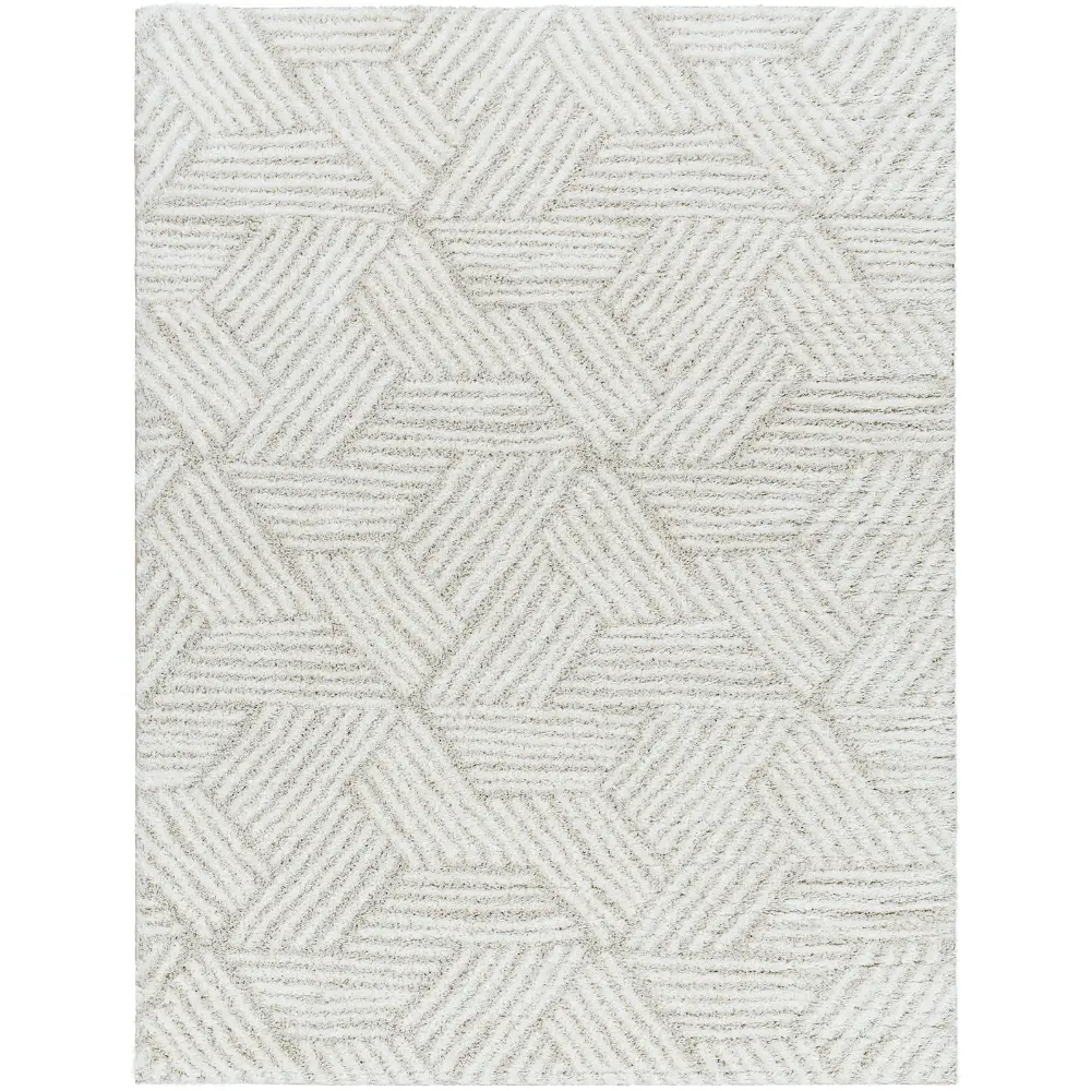 Allie Shaggy Geometric Plush Pile Beige Rug - Image 7