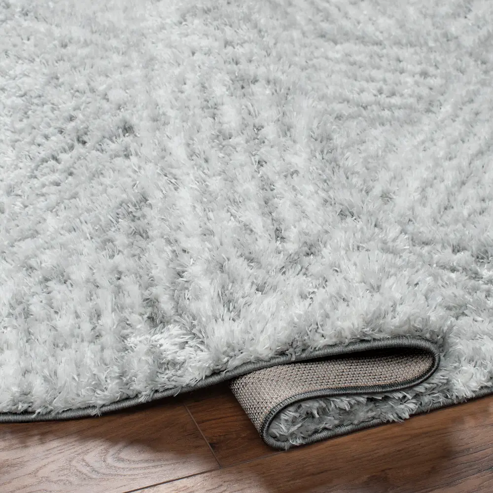 Allie Shaggy Geometric Plush Pile Light Grey Rug - Image 4
