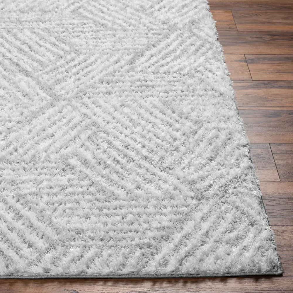Allie Shaggy Geometric Plush Pile Light Grey Rug - Image 5