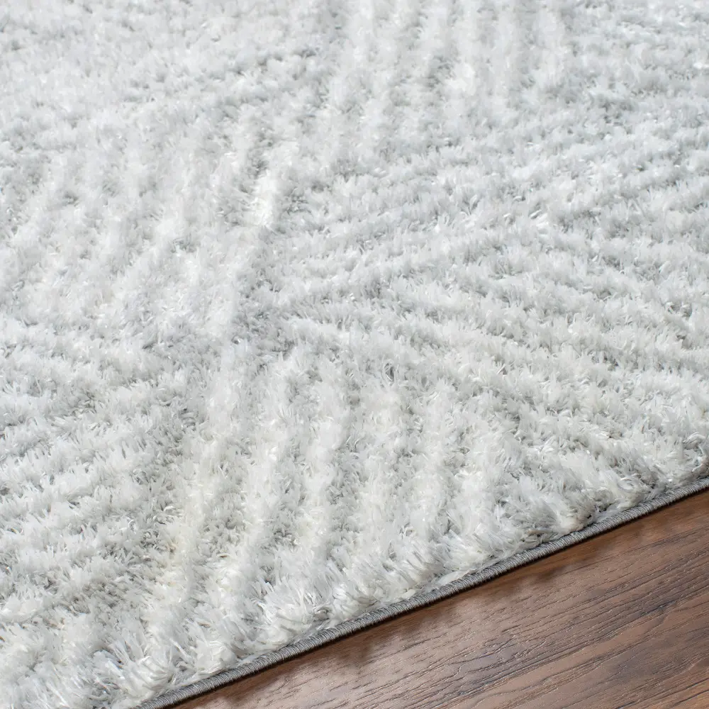 Allie Shaggy Geometric Plush Pile Light Grey Rug - Image 8