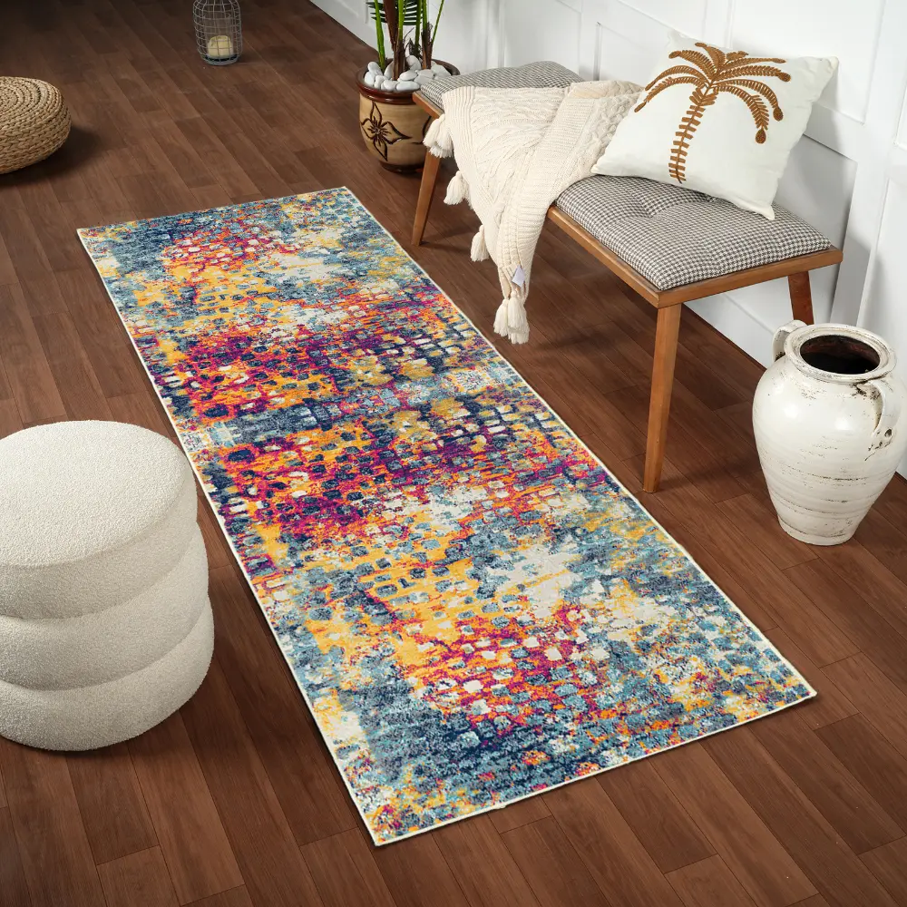 Amaya Abstract Modern Marble Saffron Rug - Image 5