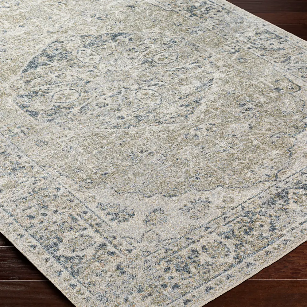 Amayra Machine Washable Traditionnal Boho Olive/Dark Blue Rug - Image 4
