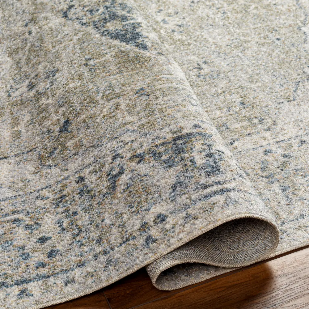 Amayra Machine Washable Traditionnal Boho Olive/Dark Blue Rug - Image 5