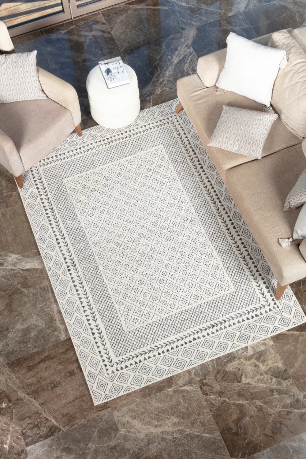 Ambre Scandi Geometric Grey Rug - Image 9