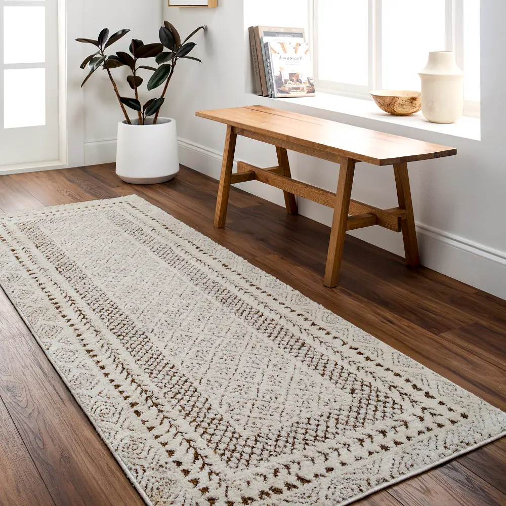 Ambre Scandi Modern High Pile Brown Rug - Image 3