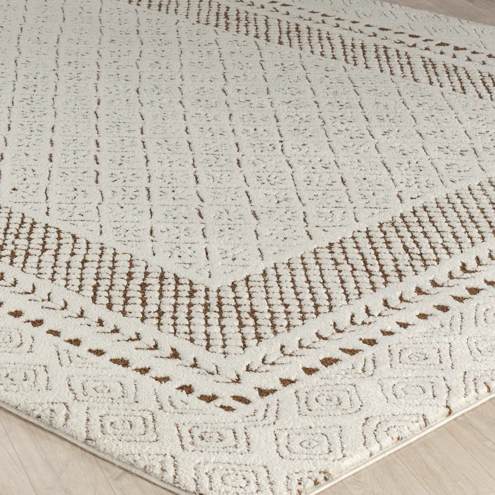 Ambre Scandi Modern High Pile Brown Rug - Image 4