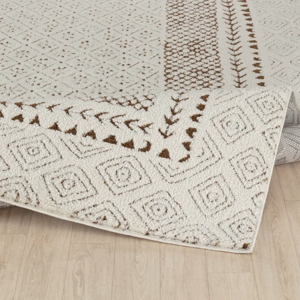 Ambre Scandi Modern High Pile Brown Rug - Image 5