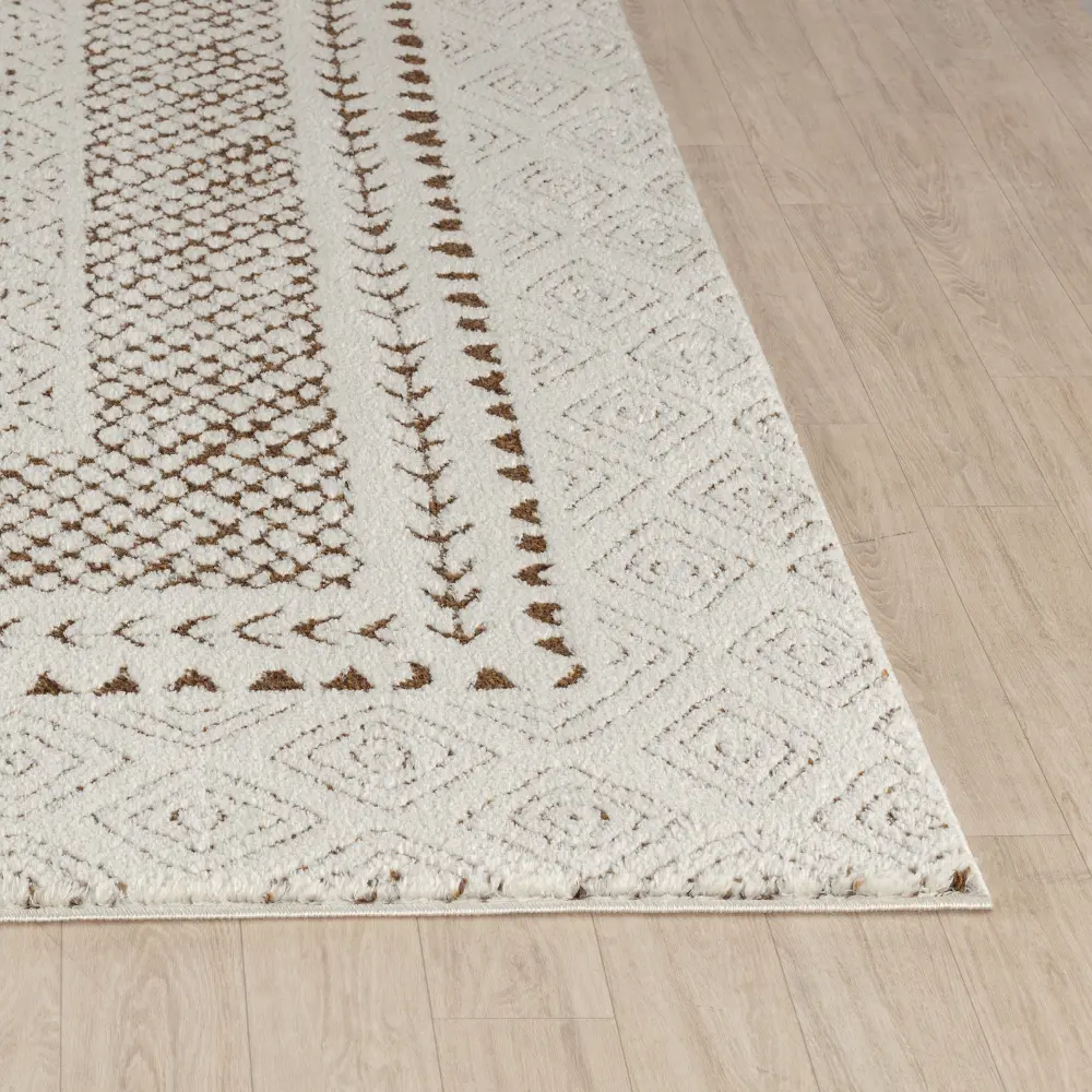 Ambre Scandi Modern High Pile Brown Rug - Image 6