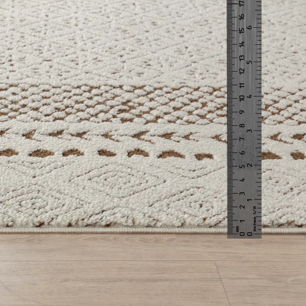 Ambre Scandi Modern High Pile Brown Rug - Image 7