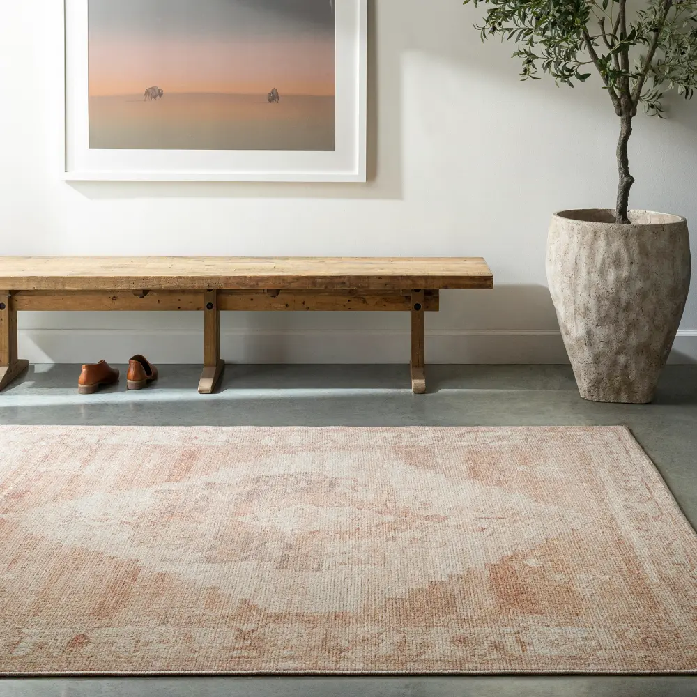 Luca Becki Owens X Livabliss Vintage Oriental Boho Blush/Cream Rug - Image 2