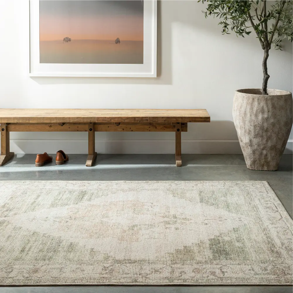 Luca Becki Owens X Livabliss Vintage Oriental Boho Sage Green Rug - Image 2