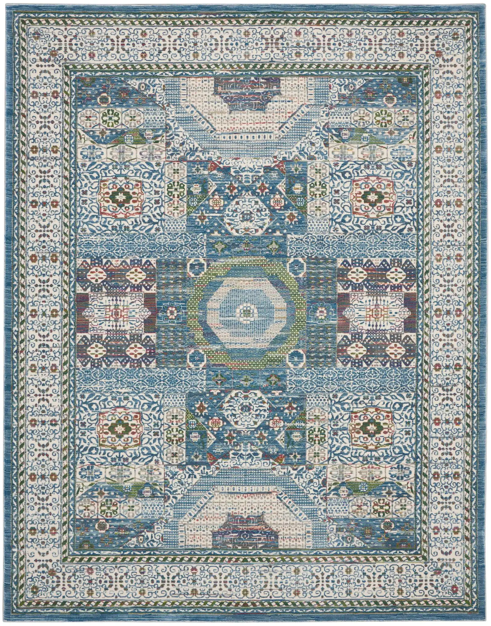 ANKARA GLOBAL ANR17 Ivory Light Blue Rug - Image 2