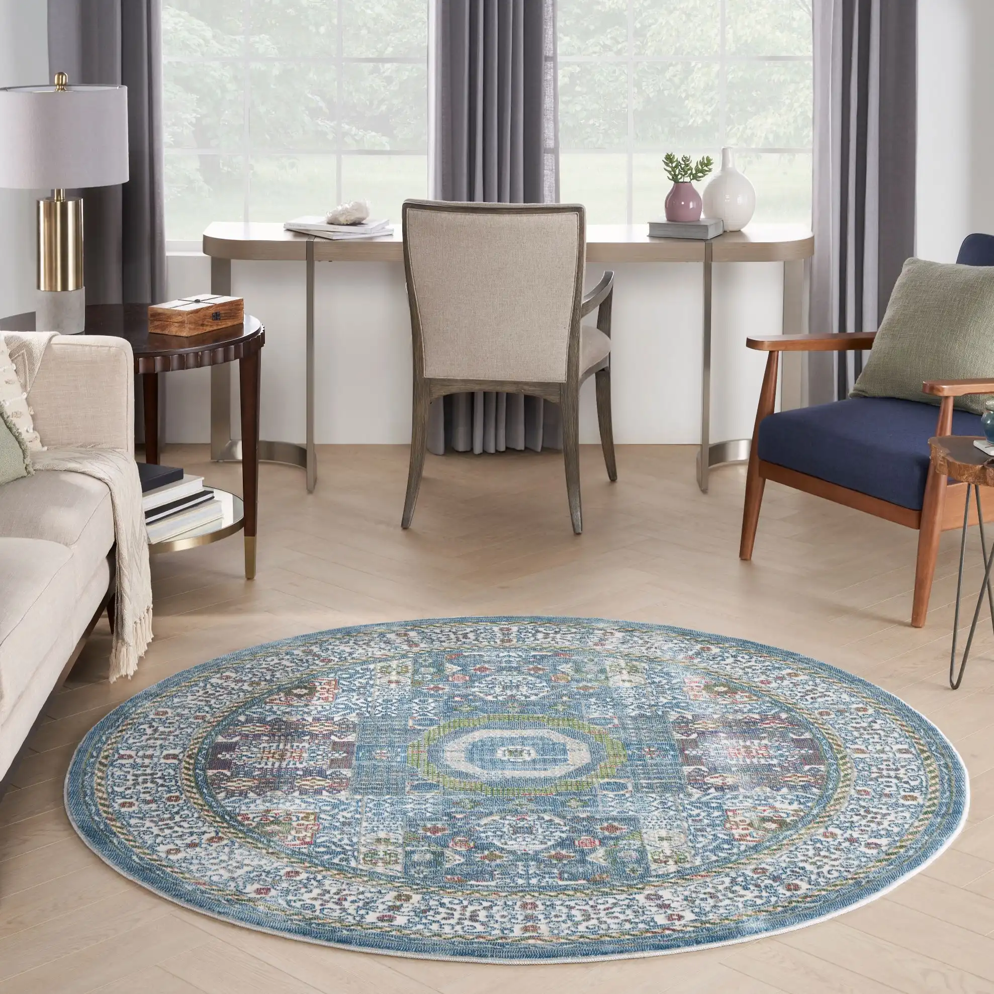 ANKARA GLOBAL ANR17 Ivory Light Blue Rug - Image 4